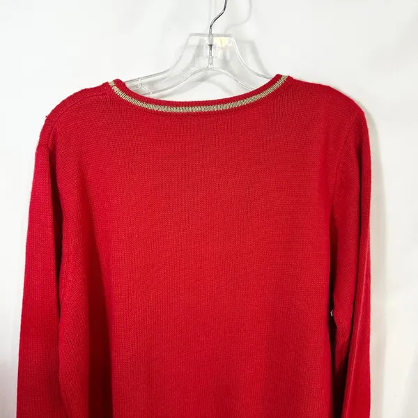 White Stag XL Christmas Sweater‎ Santa Embroidered Merry Red Gold Ugly 1107 - Image 6