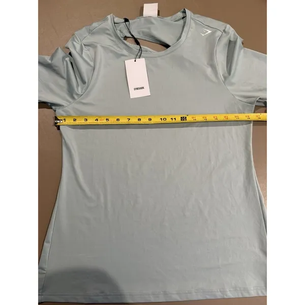 Gymshark Studio Tee Women's 3/4 Sleeve Training Workout Top Sage Green NWT Large - Image 7
