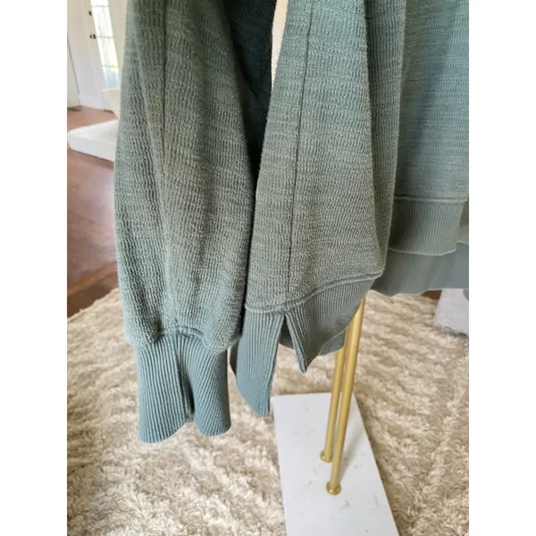 Aerie Oversized Green Polo Pullover Sweatshirt V Neck Collared Preppy Lounge M - Image 4