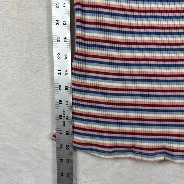 Reformation Jeans Womens Medium Ribbed Striped Cami Tank Top Red Blue Cream - Image 5