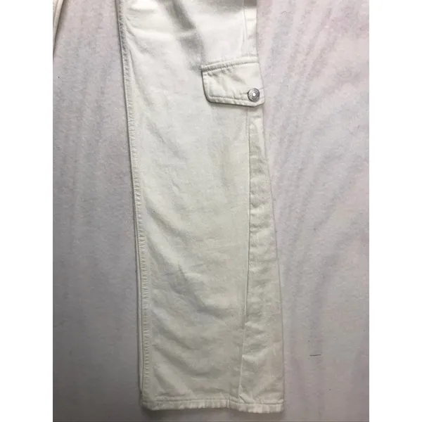 Zara White Flare Wide Leg Cargo Jeans Womens Size 2 High Rise 100%‎ Cotton - Image 4