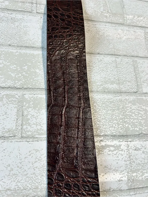 Woman’s Croc-Embossed Leather Belt - Dark Brown - Image 3