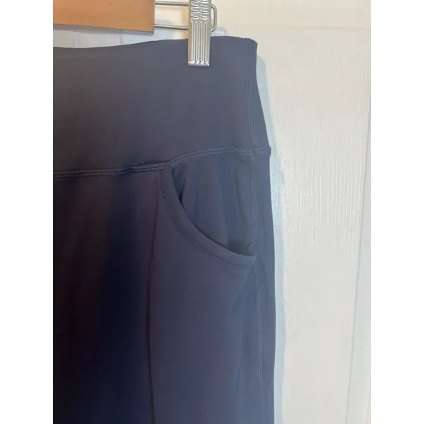 ESoft High Waisted Loose Wide Leg Pants XL 28” Inseam Work Dress Blue Pockets - Image 5
