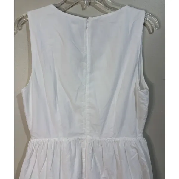 J.Crew Eyelet Mini‎ Dress 8 White Excellent Scalloped Surplice V-Neck - Image 8