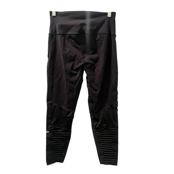 ALO Yoga Moto Black Ribbed Workout Leggings Women's Size Medium Casual Gym Sport - Image 4