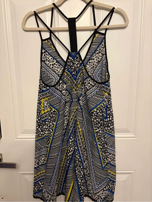 Altar'd State Black White Blue Yellow Printed Strappy Mini Dress - Image 2