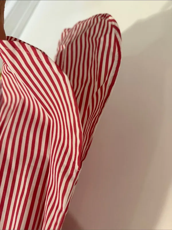 Ann Taylor Red and White Striped Button-Up Tunic - Image 6