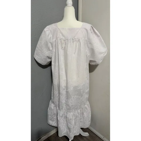 Fashion F&K Light Pink Tropical Floral‎ Muumuu Dress XL Puff Sleeve Night Gown - Image 10
