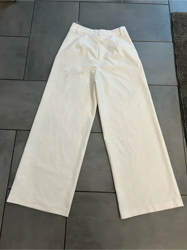 Commense Solid Wide Leg Pant in White Size M - Image 4