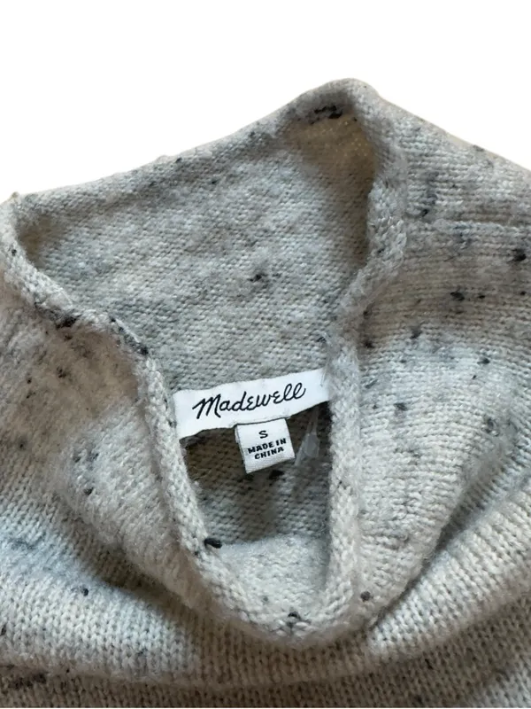 Madewell Gray Nep Merino Wool Blend Mock Neck Rib Knit Sweater Women’s Small Top - Image 5