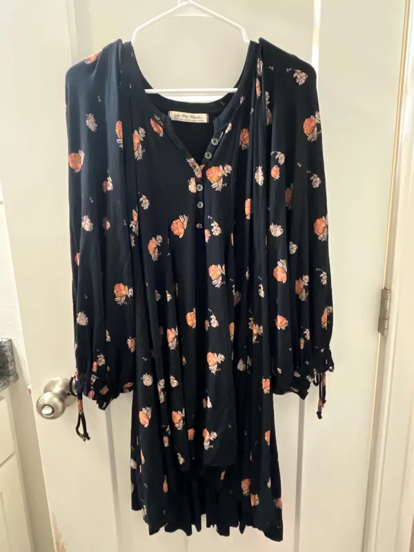 Free People Dress Floral Mini Black - Image 2