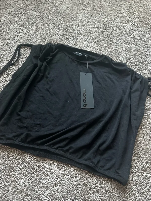 Mono B Black Tank Top with Side Tie Straps - Image 2