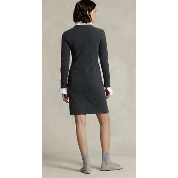 Polo Ralph Lauren Dress Womens Gray Boucle Wool Blend Knit Sheath Long Sleeve - Image 2