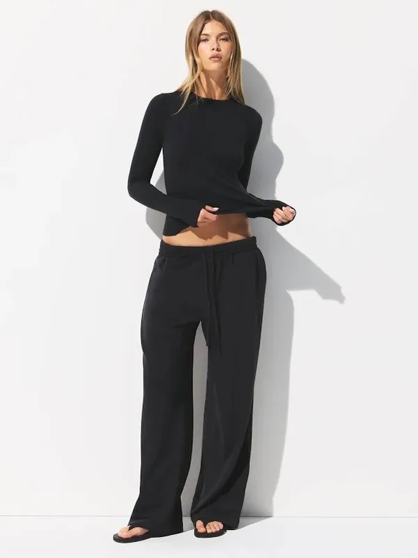 Skims cotton jersey wide leg pants woman's size small relaxed fit in soot NWT - Image 2
