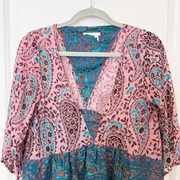 Anthropologie Womens Velvet Burnout Boho Paisly Top Size Small‎ Indie Silk Blend - Image 2