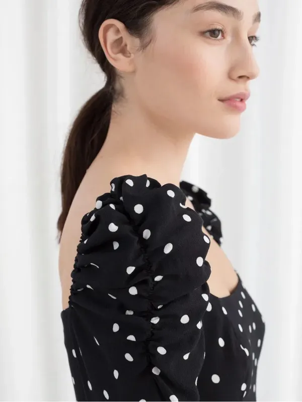 & Other Stories Ruched Polka Dot Maxi Dress - Image 2