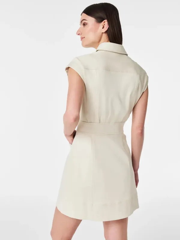 SPANX Stretch Twill‎ Utility Dress Eggshell Button Front Size 1X NEW - Image 2