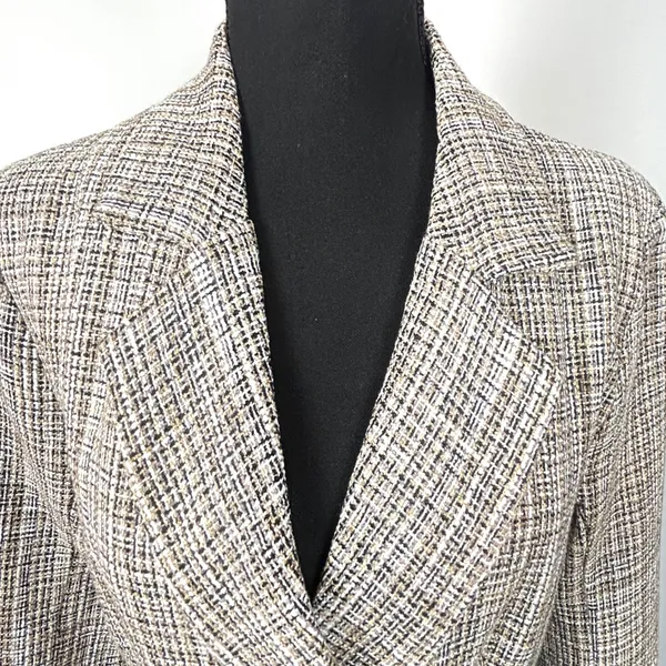 Lulus Double Breasted Tweed Coat Womens Medium Wool Blend‎ Brown Plaid Academia - Image 12