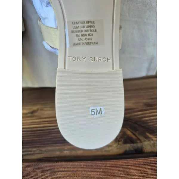 Tory Burch Leather Miller Pave Sandal In Cream Size 5 - Image 11