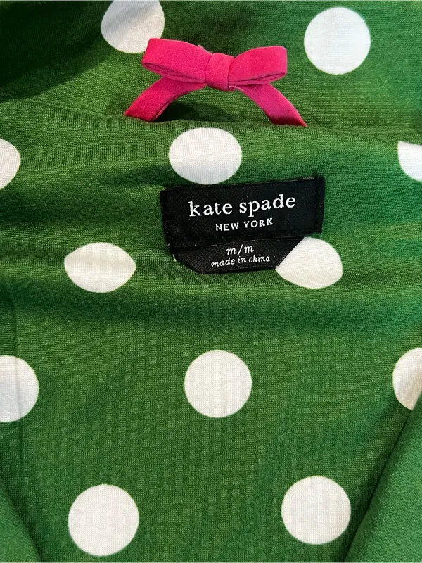 Kate Spade New York Green White Pink Polka Dot Butter Soft Pajama Top - Image 5