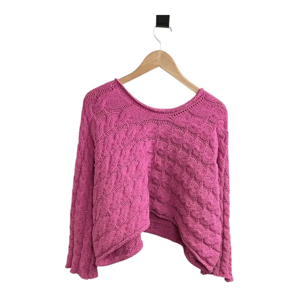 POL Pink Cable Knit‎ Oversized Cropped Sweater Size S - Image 2