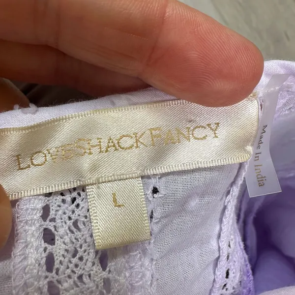Love Shack Fancy Natasha Heritage mini ruffle dress‎ purple size large pastel - Image 10