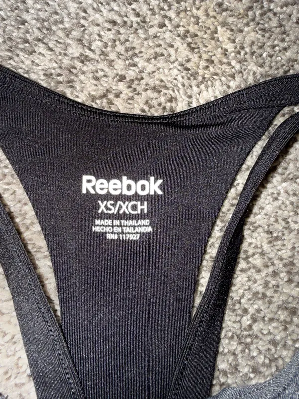 Reebok Racerback Athletic Tank Top Women's Size XS Heather Gray Black - Image 3