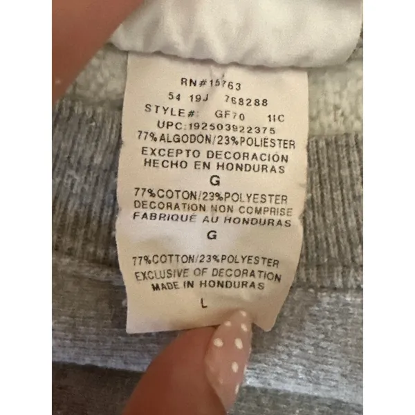 Champion Reverse Weave Gray Pink Logo Spellout Long Sleeve Sweatshirt Top Size L - Image 6