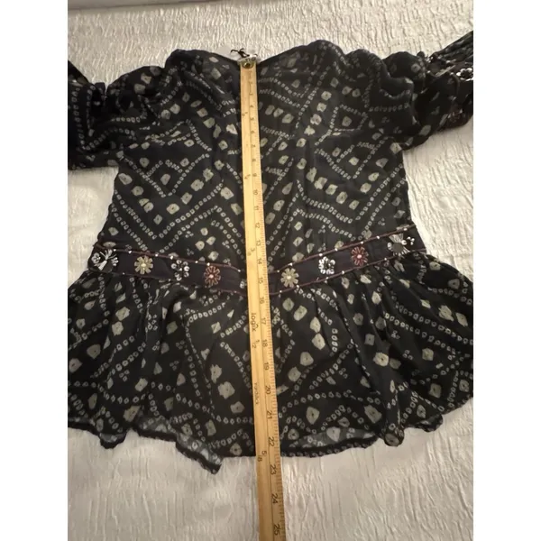 Sea New York Maja Top Cotton Size XS Boho Peplum Embellished - Image 12