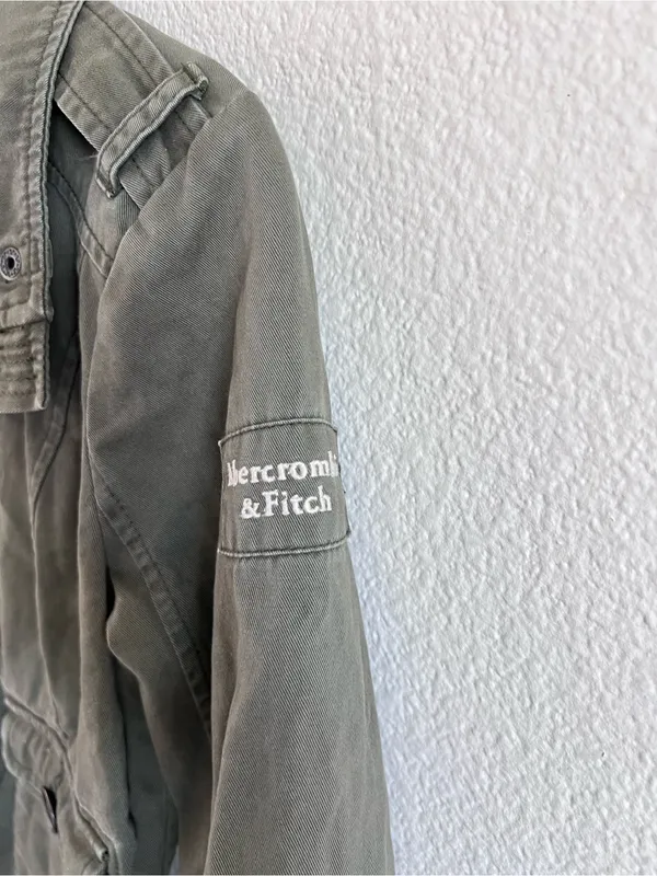 Abercrombie & Fitch Women Y2K Olive‎ Green Utility Jacket Flap Pockets Military - Image 2