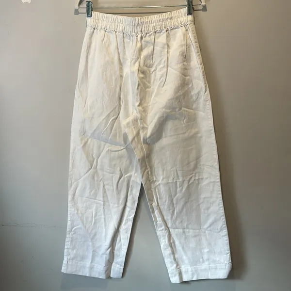 NWT Madewell Pull-On Straight Crop Pants NR174 White Linen Cotton‎ Blend Size 2 - Image 4
