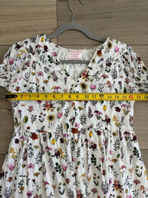 Tuckernuck Hampton House Ivory Floral Botanical Long Sleeve Boho Mini Dress XS - Image 8