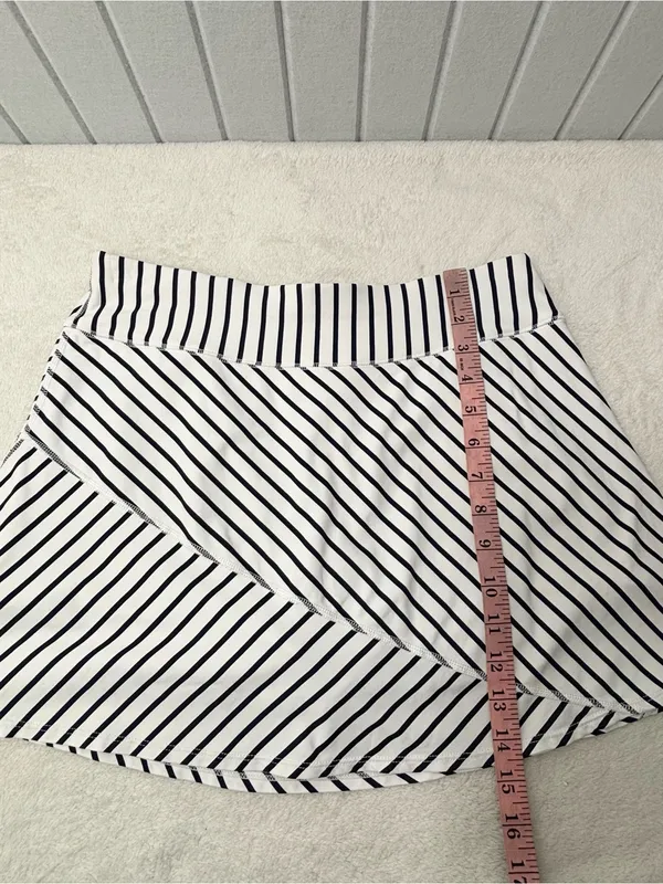 Southern Tide White and Navy Striped Skater Skirt Size‎ M - Image 7