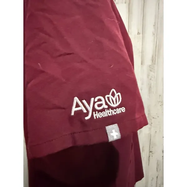 Figs Women's Casma V-Neck Scrub Top Burgundy‎ Medium Short Sleeve Workwear - Image 3
