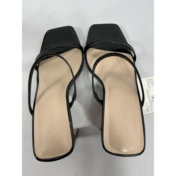 Womans NWT The Drop Slip On Mules 7 Black Square Toe Heel - Image 5