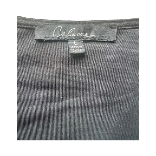 Caleesa Womens Black‎ Velvet Floral Embroidered Tunic Top Bell Sleeve Large - Image 2