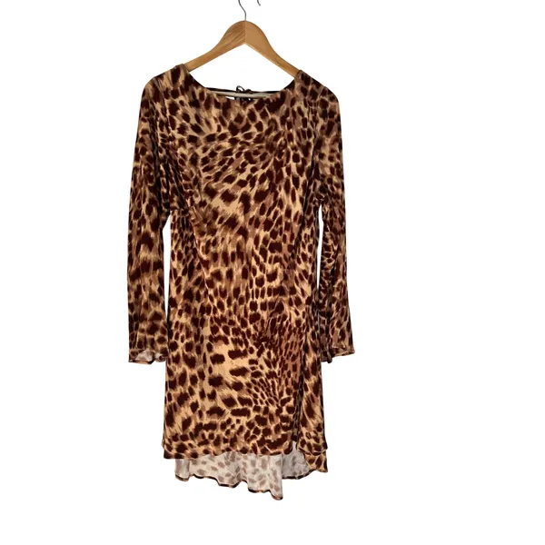 Princess Polly Halo Bias Mini Dress Leopard Animal Print Brown US 14 Curve NWT - Image 2