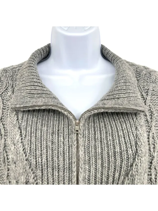 Lucky Brand Gray Cable Knit Half-Zip Pullover Sweater Womens Size Large - Image 3