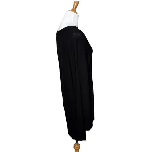 Free People Criss Cross Front Sweater Hi Lo Hem Slit Sleeve Cuffs Black Sz Large - Image 4