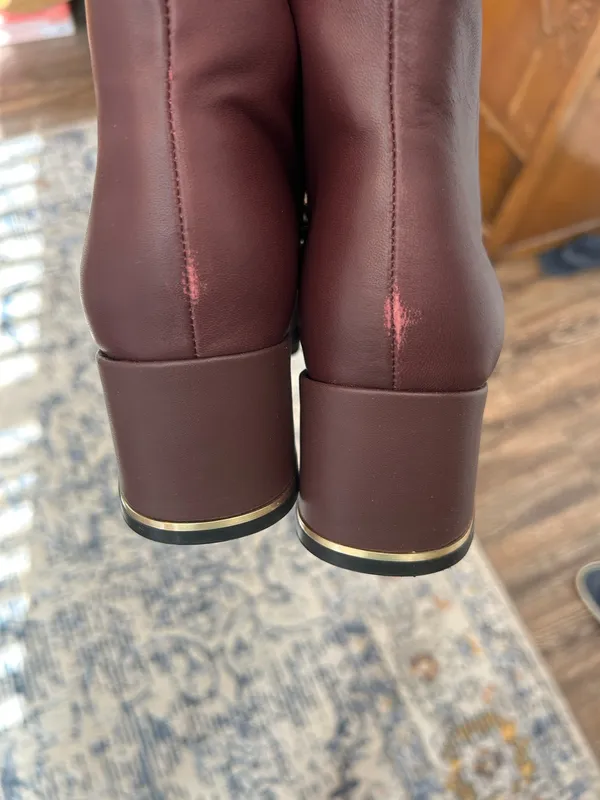 KENNETH COLE NEW YORK Alec Block Heel Ankle Booties in Oxblood - Image 8