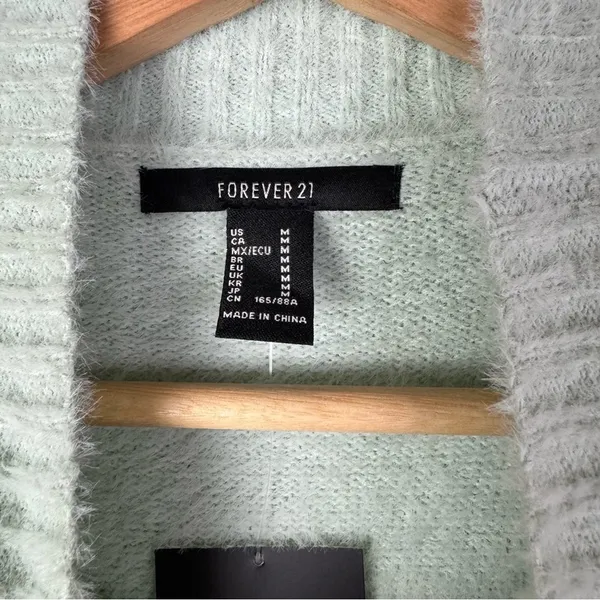 Forever 21 Mint Green Fuzzy Eyelash Knit Turtleneck Sweater Dress‎ M - Image 4