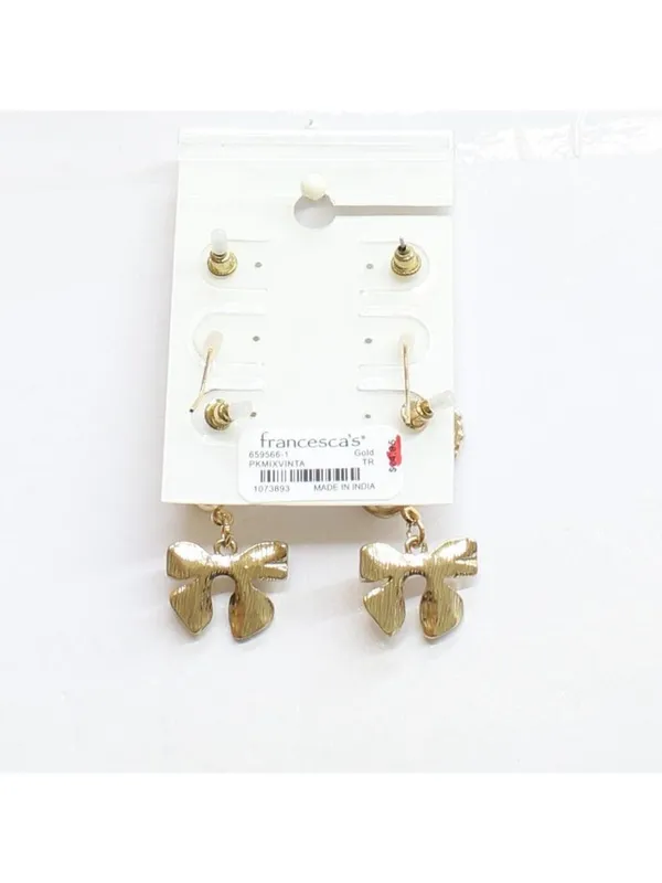 NWT Francesca's Womens Fashion Multi Style 3 Piece Earring Set Gold / Black - Image 2
