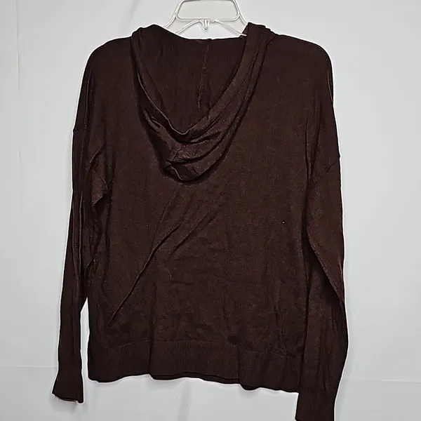 Cashmere Blend brown super soft pull over hooded hoodie sz Medium - Image 4