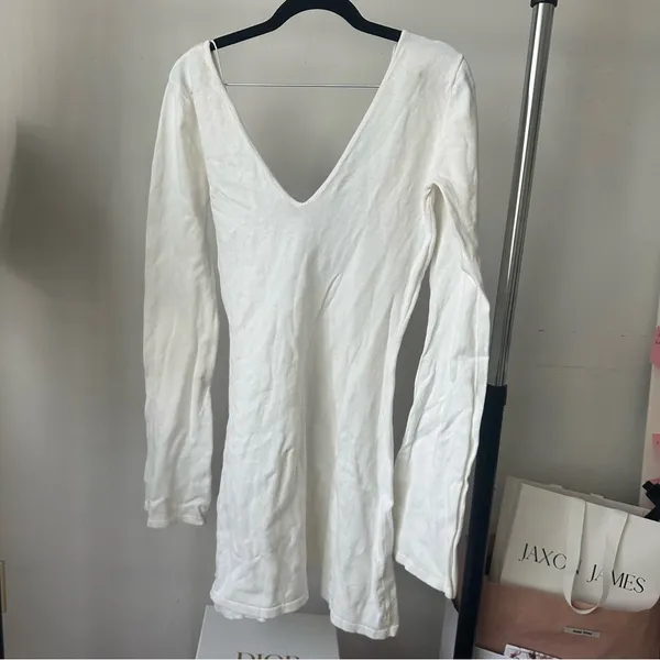 Meshki White Long Sleeve Coverup Dress - Image 2