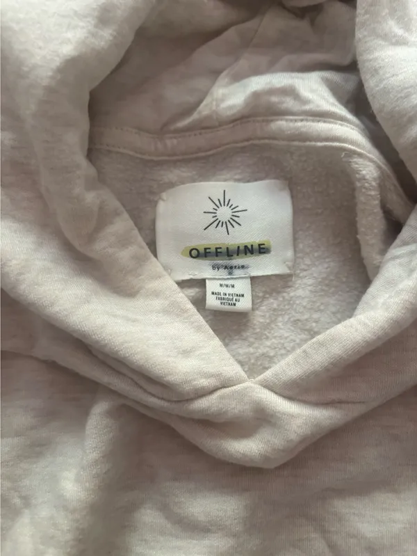 Aerie Offline Cropped Hoodie in Oatmeal - Image 3
