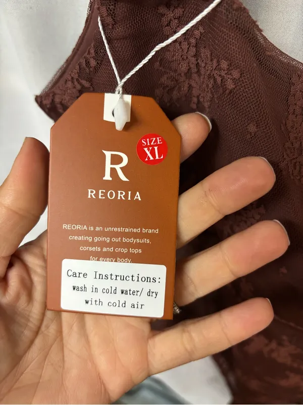 ReoRia Brown Lace Bodysuit with Floral Mesh - Image 4