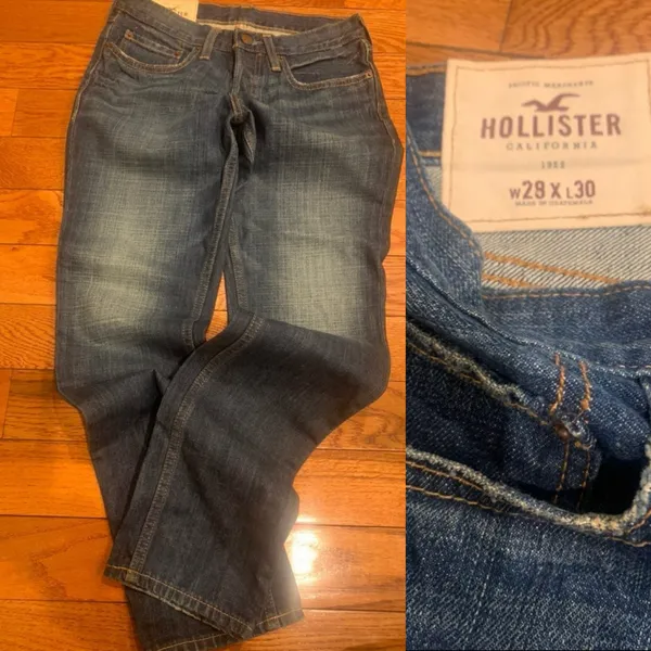 Classic Hollister Slim Straight button-fly medium wash Jeans | W28 x L30 - Image 3
