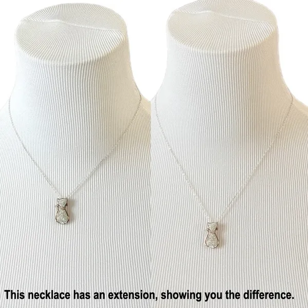 Classy‎ Cat Rose Gold Plated AU Sterling Silver Swarovski Crystals Necklace 18" - Image 2