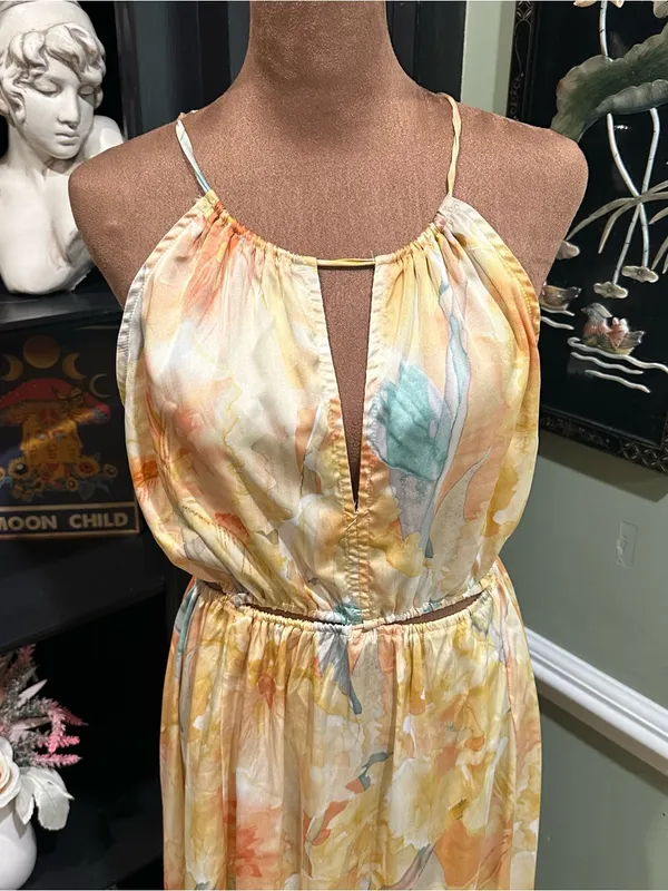 fab’rik Halter Neck Cutout Maxi Dress Multicolor Size Small - Image 2
