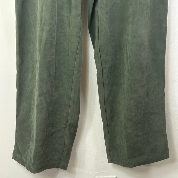Denim & Co Olive Green Faux Suede Zip Hoodie and Pants Tracksuit Set Large - Image 10